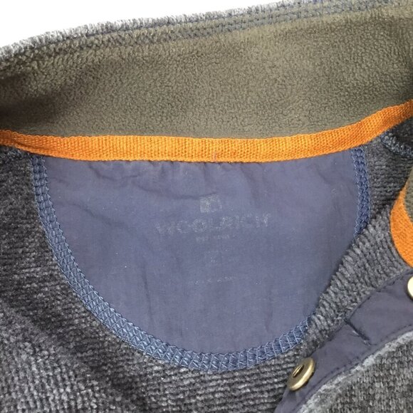 Woolrich 1/4 Snap Sweater Blue Men's Large Pullover Fleece Line Knit Pocket Mock - Picture 9 of 9